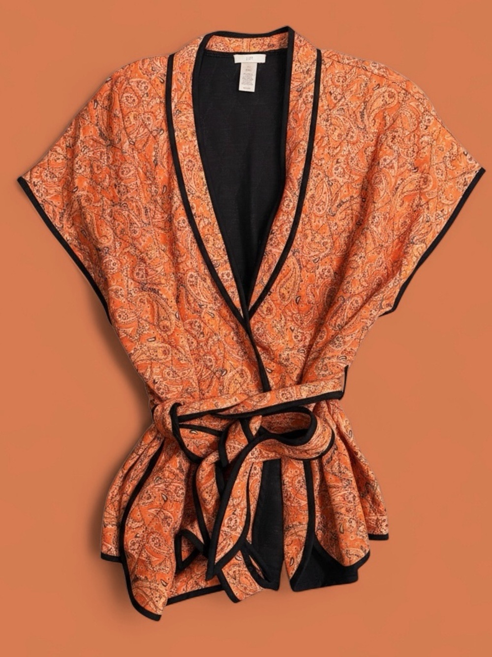 J. Jill Orange Paisley Lined Top with Black Interior